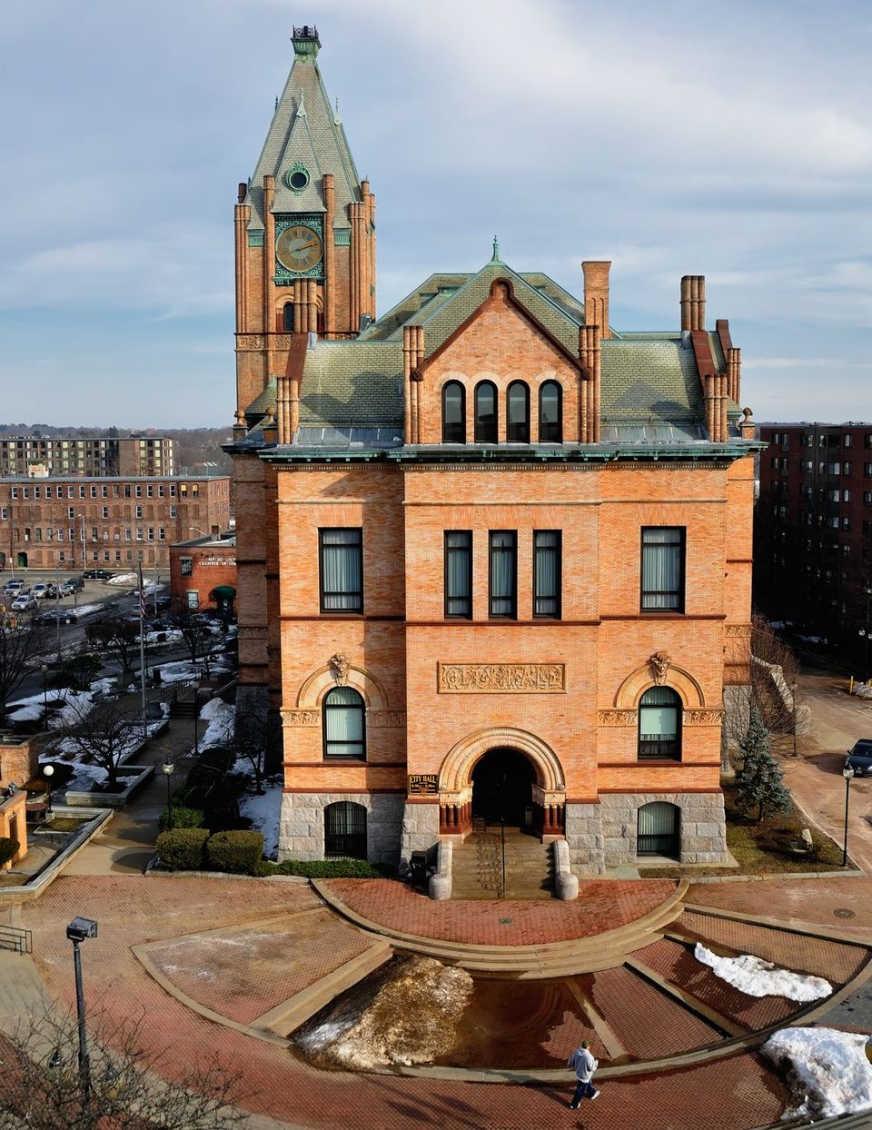 The historic stone exterior of Brockton City Hall